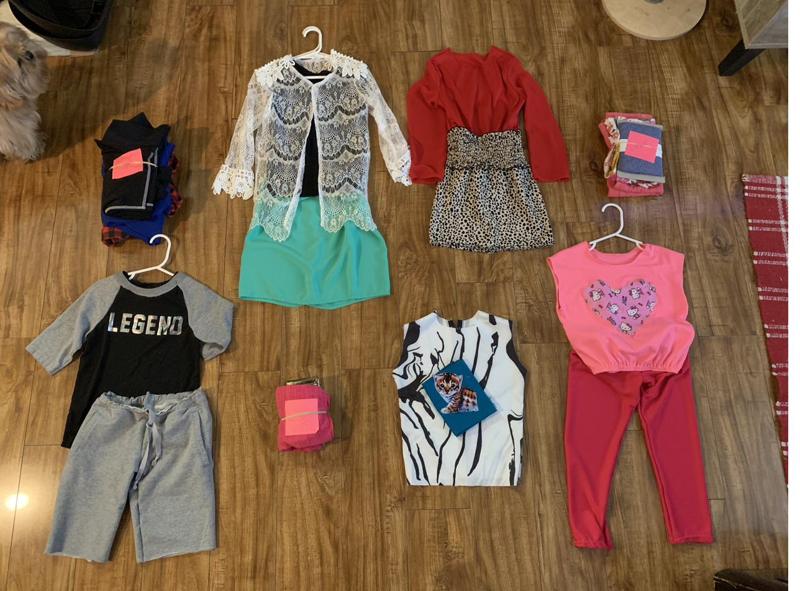 Sewn clothes laid out